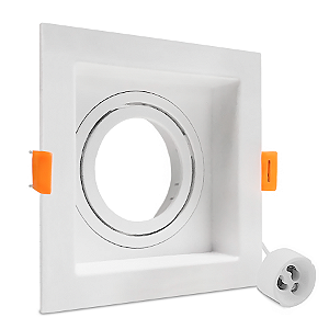Spot Embutir Quadrado MR16 Recuado Ajustável GU10 Bivolt Branco