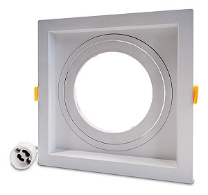 Spot Embutir Quadrado AR111 Recuado Ajustável GU10 Bivolt Branco