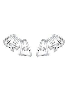 Ear Cuff Fios Cravejada | Banho de Prata