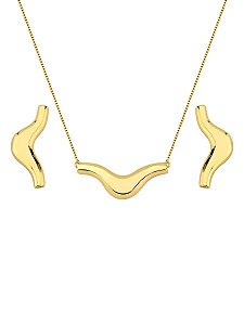 Conjunto Onda Banhado á Ouro 18k