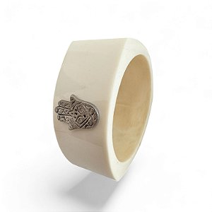 Pulseira Triangular Mão de Hamsa Branca