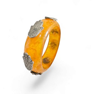 Pulseira Resina Mão de Hamsa Laranja