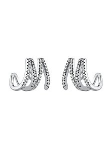 Ear Hook Fios Cravejados Ródio Branco