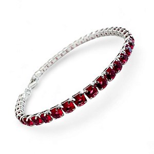 Tornozeleira/ Pulseira Riviera Cereja Rubi em Ródio