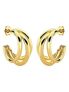 Meia Argola Tripla G | Banhado à Ouro 18k