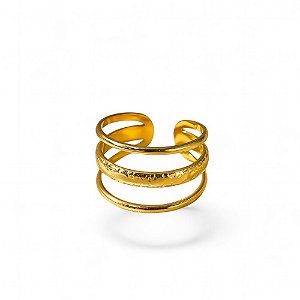 Anel Elegância Orgânica Aço Gold