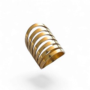 Anel Ondas Modernas Aço Gold
