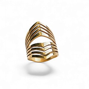 Anel Contorno Aço Premium Gold