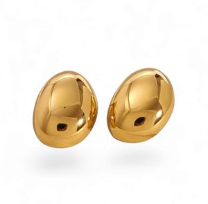 Brinco Oval | Aço Premium Gold 18k