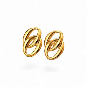 Brincos Elos Redondos | Aço Premium Gold 18k