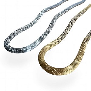 Colar Malha de Aço Tubular | Dourado