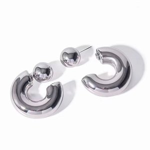 Argola Esfera Bold | Prateada
