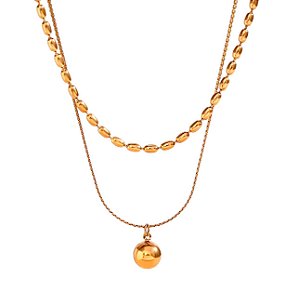 Colar Duplo com Esfera | Gold