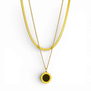 Colar Duplo Algorismos | Banho Ouro 18k