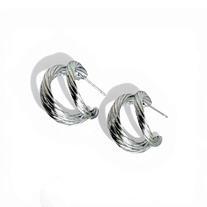 Argola Fios Torcidos | Prateado