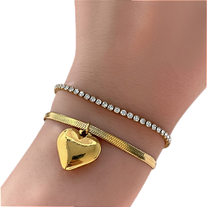 Pulseira Dupla Fita e Zircônias
