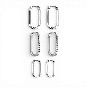 Trio Argolas Elegance | Prateado