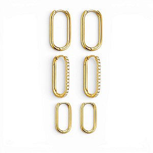 Trio Argolas Elegance | Ouro 18k