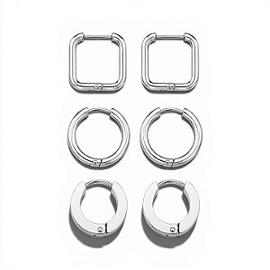 Trio Argolas Mix | Prateado