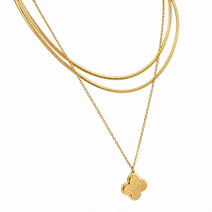 Colar Triplo Trevo Cintilante | Ouro 18k
