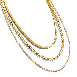 Colar Triplo Atittude | Ouro 18k