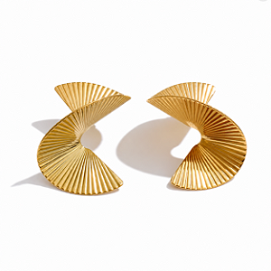 Brinco Maxi Plissê | Ouro 18k