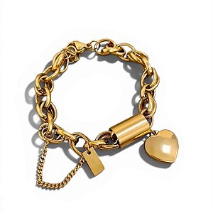 Pulseira Lock Heart | Dourada