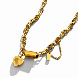 Colar Lock Heart | Dourado