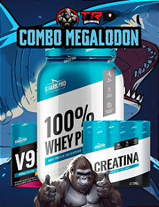 Combo Megalodon (Whey+Creatina+V9Pump) Shark Pro