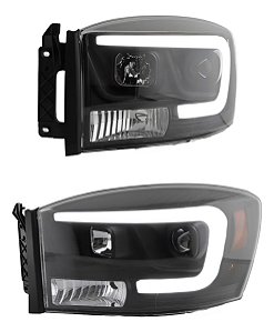 Farol Black Led Dodge Ram 2500 5.9 2006 A 2009