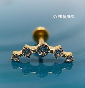 CLUSTER ZIRCONIAS CRAVEJADAS GOLD PVD TITÂNIO