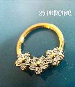 SEGMENTO 3 FLORES ZIRCONIAS GOLD PVD TITANIO