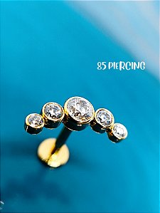 CLUSTER AÇO ZIRCÔNIA CRISTAL GOLD PVD