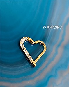 SEGMENTO CORAÇÃO AÇO ZIRCÔNIAS CRAVEJADAS  GOLD PVD LADO DIREITO