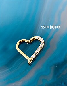 SEGMENTO CORAÇÃO AÇO ZIRCÔNIAS CRAVEJADAS GOLD PVD LADO ESQUERDO
