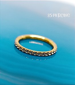 SEGMENTO AÇO ZIRCÔNIA CRAVEJADA 10MM GOLD PVD