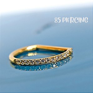 SEGMENTO D TITÂNIO ZIRCÔNIA CRAVEJADA GOLD PVD