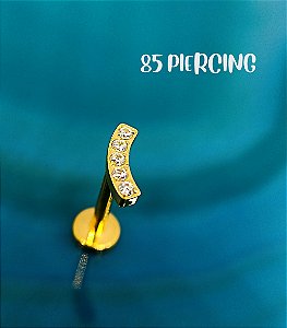 LBT MINI BARRA CURVA ZIRCÔNIAS TITÂNIO GOLD PVD