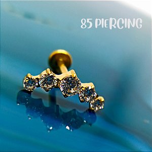 CLUSTER ZIRCÔNIAS CRAVEJADAS TITÂNIO GOLD PVD