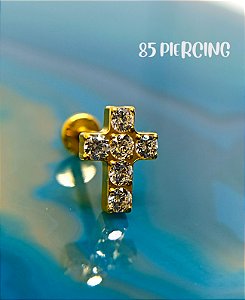 LBT MINI CRUZ ZIRCÔNIAS CRAVEJADAS TITÂNIO GOLD PVD