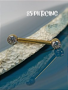 BARBELL TITÂNIO ZIRCÔNIA GOLD PVD