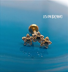 LBT MINI FLORES ZIRCÔNIAS CRAVEJADAS TITÂNIO GOLD PVD