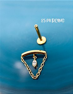 LBT COM PINGENTE NAVETE ZIRCÔNIA TITÂNIO GOLD PVD