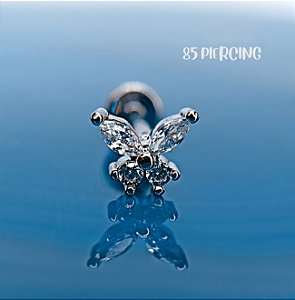 LBT BORBOLETA ZIRCÔNIA CRISTAL AÇO