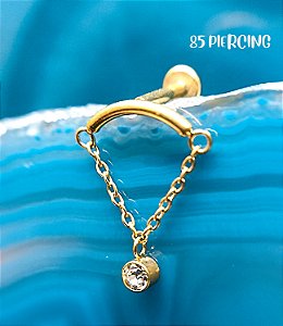 LBT ARCO COM PINGENTE ZIRCÔNIA TITÂNIO GOLD PVD