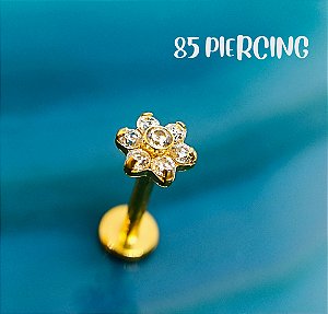 LBT FLOR ZIRCÔNIAS CRAVEJADAS TITÂNIO GOLD PVD