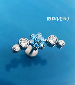 CLUSTER FLOR ZIRCÔNIAS AZUIS II TITÂNIO