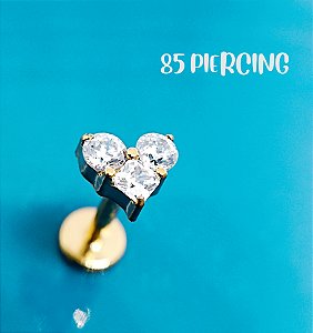 LBT CORAÇÃO ZIRCÔNIAS CRAVEJADAS TITÂNIO GOLD PVD