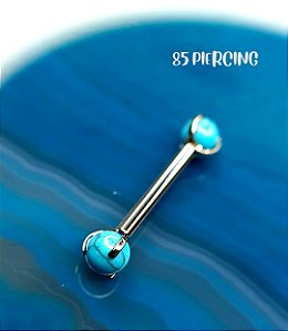 BARBELL PEDRA TURQUESA SINTÉTICA TITÂNIO