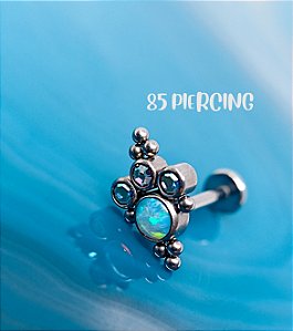 LBT OPALA SINTÉTICA AZUL ZIRCÔNIAS FURTACOR ORNAMENTAL TITÂNIO